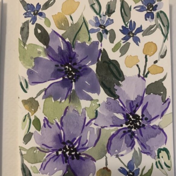 Four Floral Watercolor Cards with Envelope (sku 001) - Picture 3 of 8